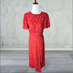SugarLips | Women's Red Floral Maxi Dress with Lightly Padded Shoulders | Size:S